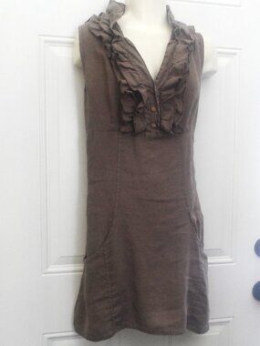 Puro Linen Made In Italy  - Linen Woven Sleeveless Shift Dress sz., L